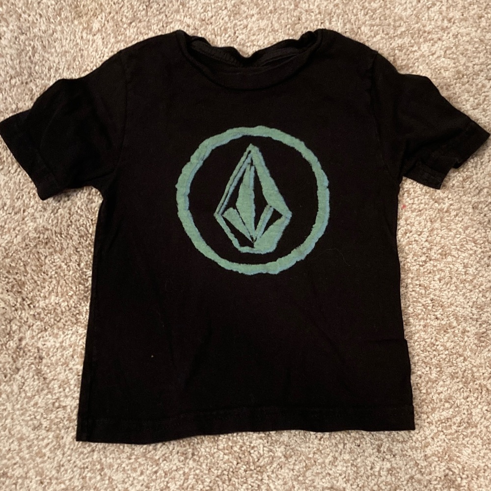 4 for $9 Volcom Kids Black Tee with Aqua Emblem